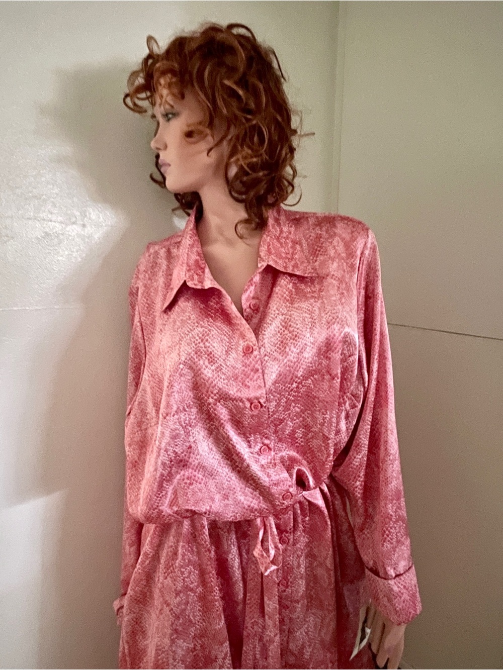 NWT Vintage Y2K R2R Runway to Reality Satin Snakeskin Duster Jacket / Dress 2X